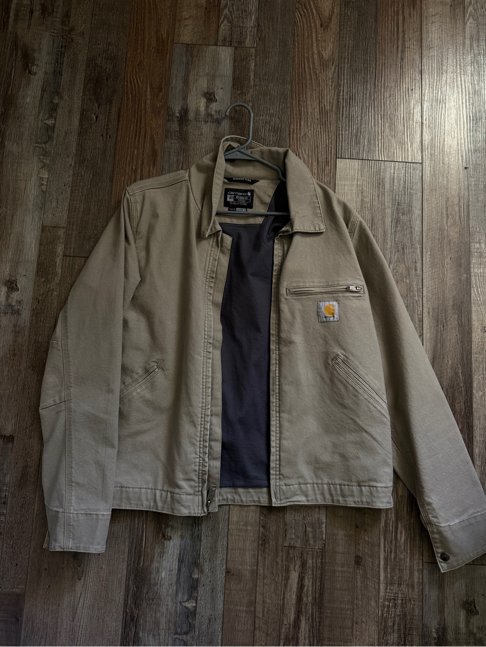 Carhartt Khaki Lightweight Work Jacket with Black Liner